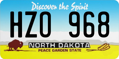 ND license plate HZO968