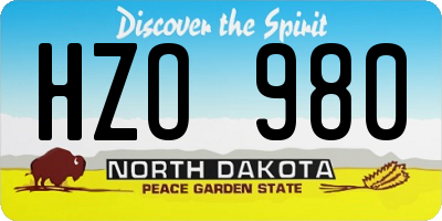 ND license plate HZO980