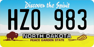 ND license plate HZO983