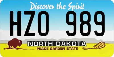 ND license plate HZO989