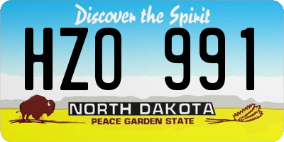 ND license plate HZO991
