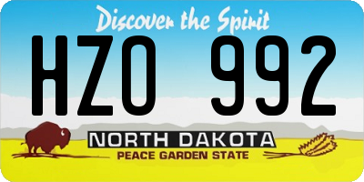 ND license plate HZO992