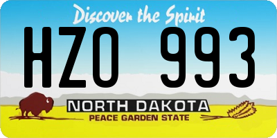 ND license plate HZO993