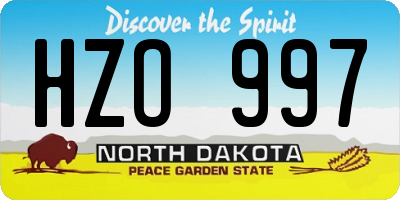 ND license plate HZO997