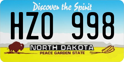 ND license plate HZO998