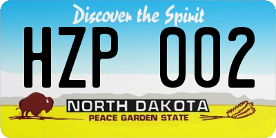 ND license plate HZP002