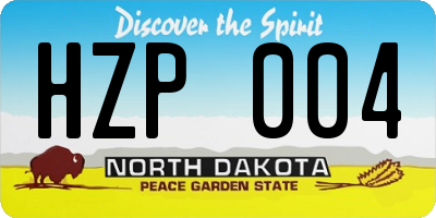 ND license plate HZP004