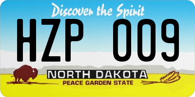 ND license plate HZP009