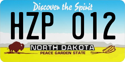 ND license plate HZP012
