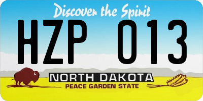 ND license plate HZP013