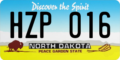 ND license plate HZP016