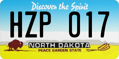 ND license plate HZP017