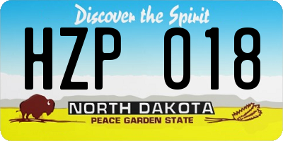 ND license plate HZP018