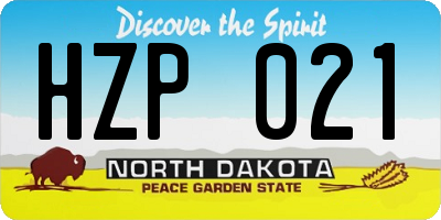 ND license plate HZP021