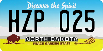 ND license plate HZP025