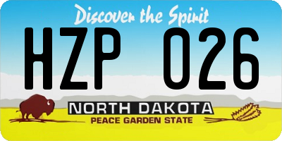 ND license plate HZP026