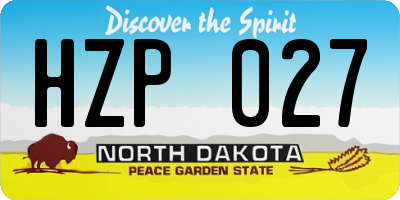 ND license plate HZP027