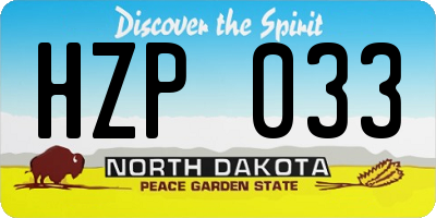 ND license plate HZP033