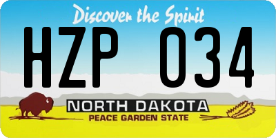 ND license plate HZP034