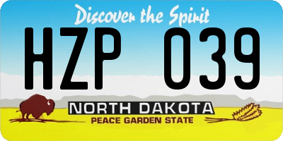 ND license plate HZP039