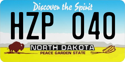 ND license plate HZP040