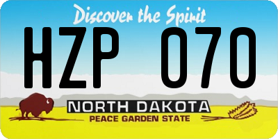 ND license plate HZP070