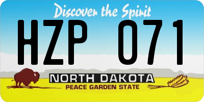 ND license plate HZP071