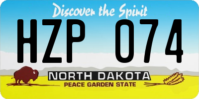 ND license plate HZP074