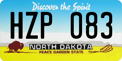 ND license plate HZP083