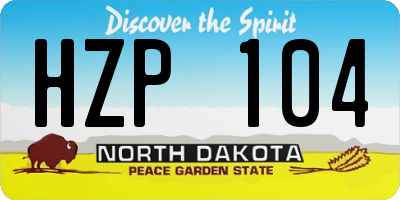 ND license plate HZP104