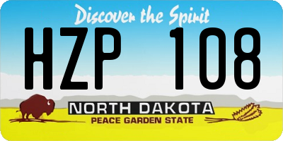 ND license plate HZP108
