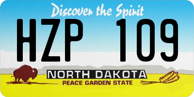 ND license plate HZP109