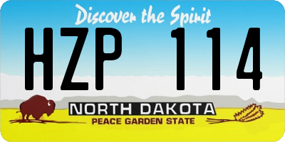 ND license plate HZP114