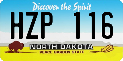ND license plate HZP116