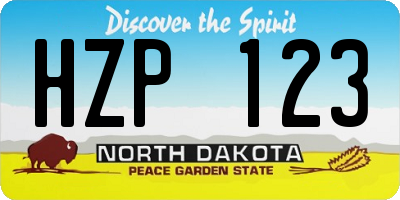 ND license plate HZP123
