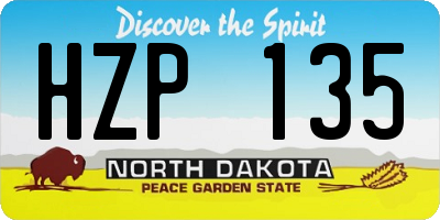 ND license plate HZP135