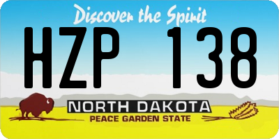 ND license plate HZP138