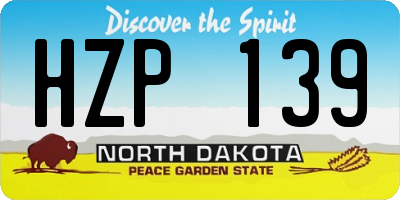 ND license plate HZP139