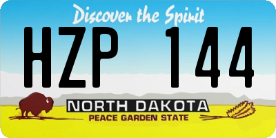 ND license plate HZP144