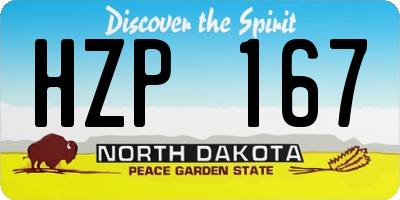 ND license plate HZP167