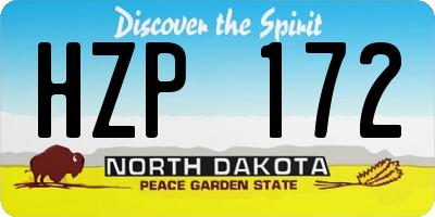 ND license plate HZP172