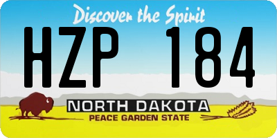 ND license plate HZP184