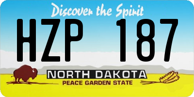 ND license plate HZP187