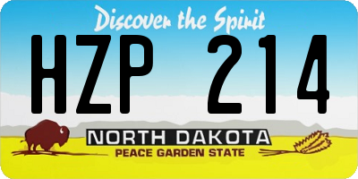 ND license plate HZP214