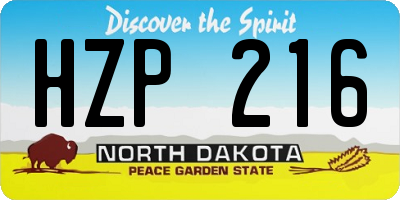 ND license plate HZP216