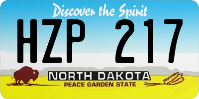 ND license plate HZP217