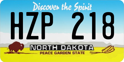 ND license plate HZP218