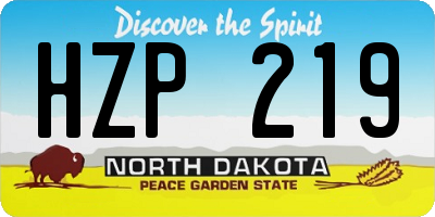 ND license plate HZP219