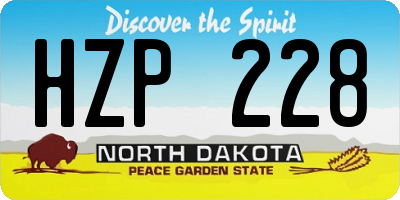 ND license plate HZP228