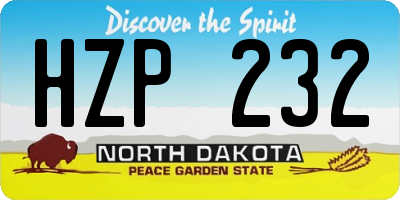 ND license plate HZP232